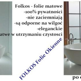 Folie matowe na okna łazienkowe, kabiny prysznicowe...wszedzie tam gdzie chcesz zachować prywatność -Oklejanie szyb Warszawa MAT Mrożony , MAT Mleczny